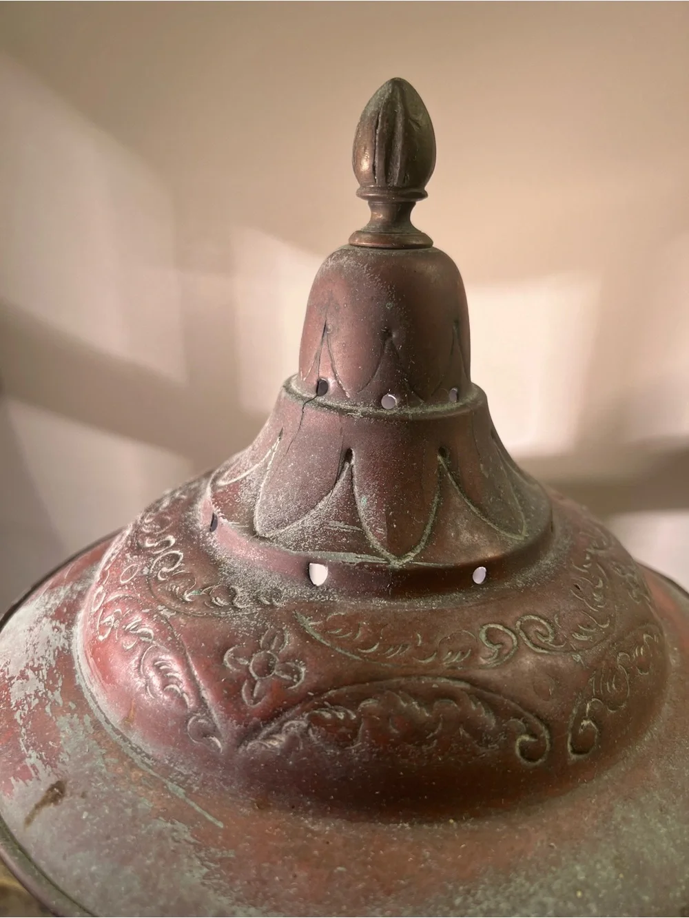 Vintage Copper Lantern Lamp - Home Accents 24.5” Tall & 9” Wide Great Patina
